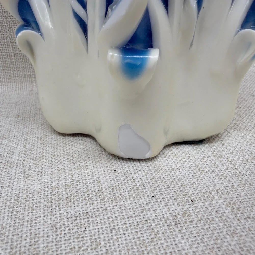 Vintage‎ Virginia Beach Candle Factory Hand Carved Bowling Candle Blue White 6
